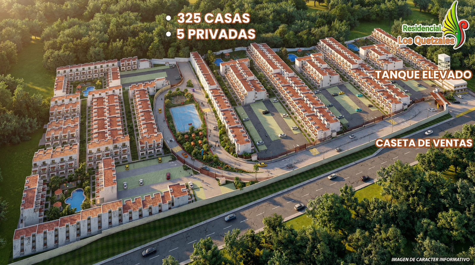 Vista aérea Residencial Los Quetzales